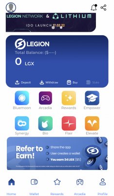 Кошелек Legion Network раздает 34LGX [5$] + 63LGX бонусы за просмотр видео и дополнительно за игры.